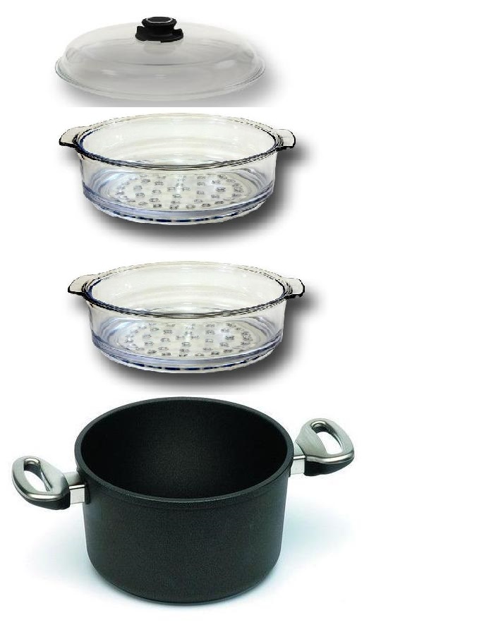 Excelent HARECKER titanová parní sestava 20/8cm + 2 pařáky + poklice i NA INDUKC
